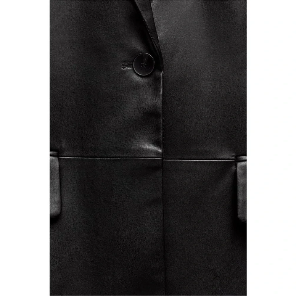 Zara faux leather menswear style blazer BLOGGERS FAVORITE!! - Picture 8 of 10